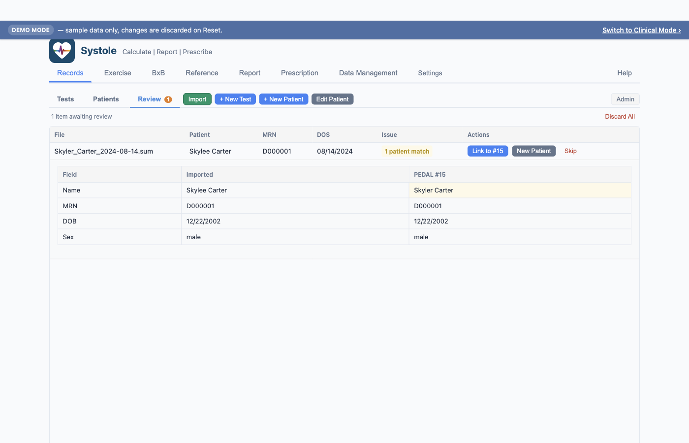 Review sub-tab with an expanded comparison